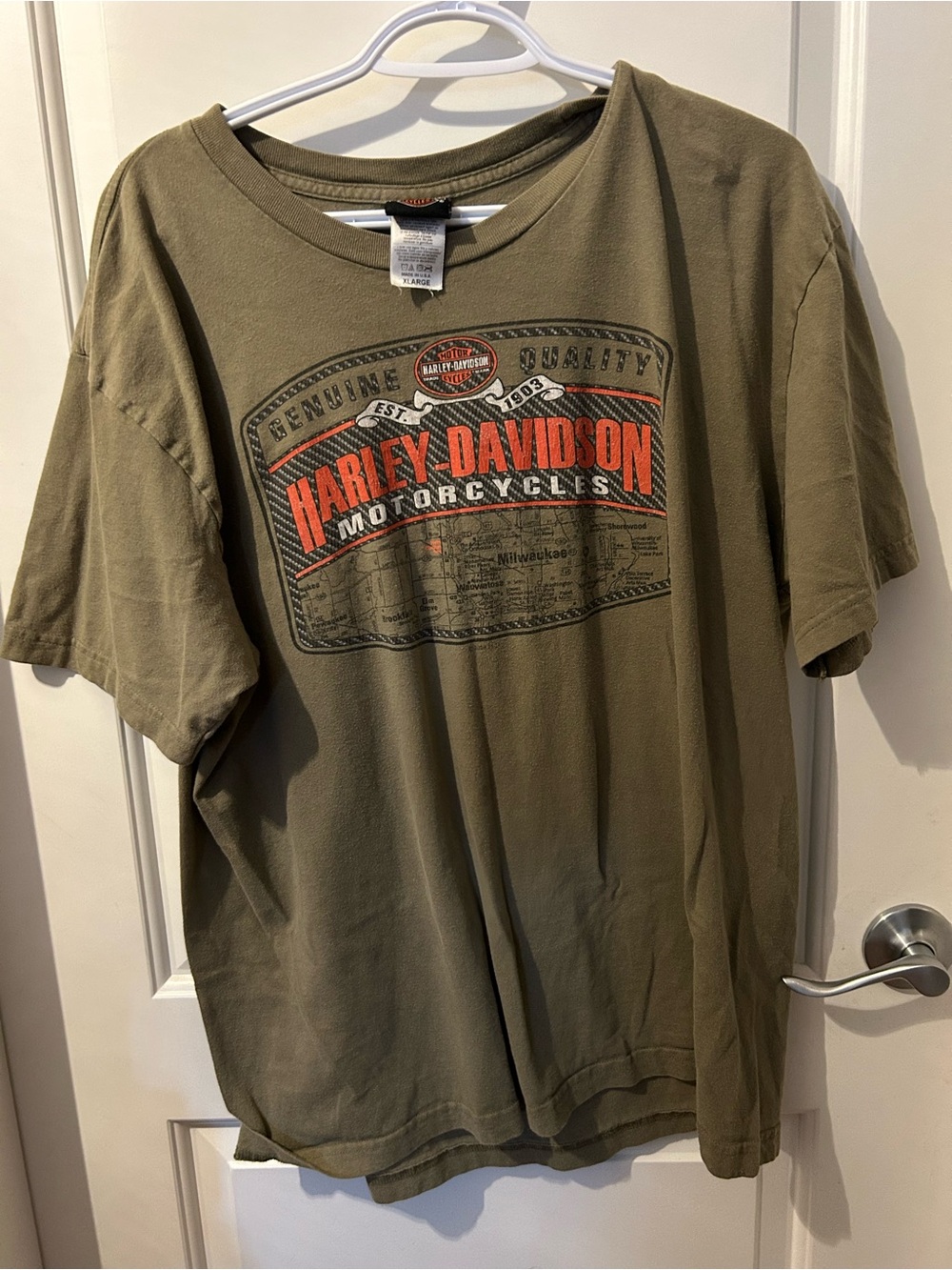 Harley-Davidson Men’s Olive Graphic T-Shirt XL Gasoline Alley